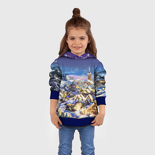 Детская толстовка Рождественская деревня / 3D-Синий – фото 4