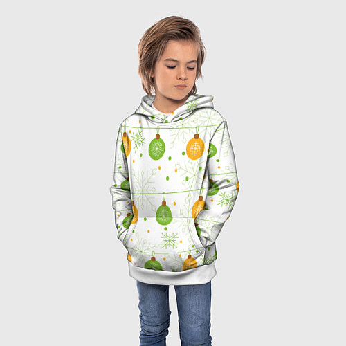 Детская толстовка Желто-зеленые новогодние шарики / 3D-Белый – фото 3
