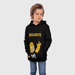 Толстовка-худи детская Megadeth Гомер Симпсон рокер, цвет: 3D-черный — фото 2