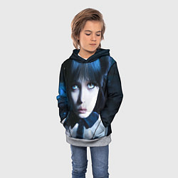 Толстовка-худи детская Уэнсдэй: дочь Аддамсов, цвет: 3D-меланж — фото 2