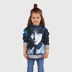 Толстовка-худи детская Уэнсдэй: дочь Аддамсов, цвет: 3D-меланж — фото 2