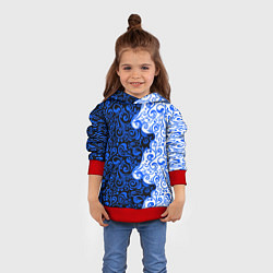 Толстовка-худи детская Синие узоры, цвет: 3D-красный — фото 2
