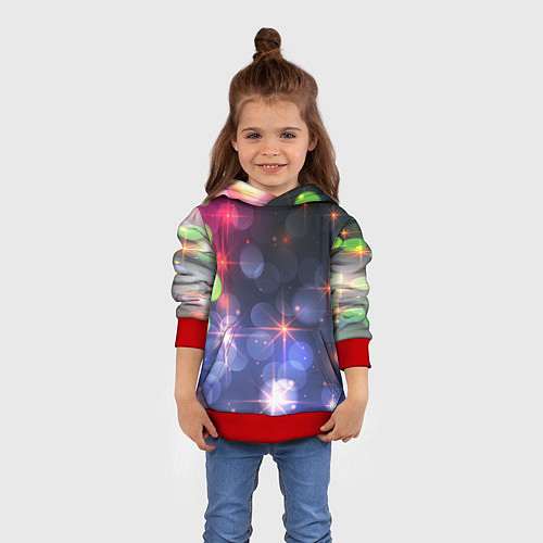 Детская толстовка Поп арт неоновые звезды космического неба / 3D-Красный – фото 4