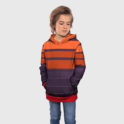 Толстовка-худи детская Полосатый фиолетово-оранжевый узор, цвет: 3D-красный — фото 2