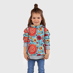 Толстовка-худи детская Эффект вышивки маки, цвет: 3D-меланж — фото 2