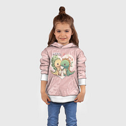 Толстовка-худи детская Миссис и Мистр Влюбленные динозавры, цвет: 3D-белый — фото 2