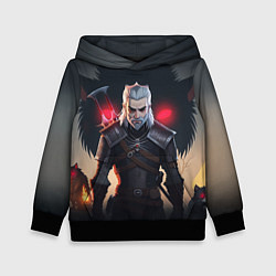 Толстовка-худи детская The Witcher and wolf, цвет: 3D-черный