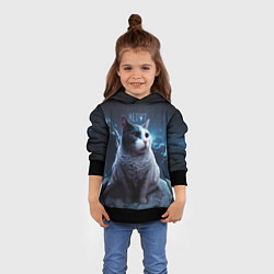Толстовка-худи детская Мемный кот в космосе, цвет: 3D-черный — фото 2