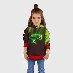 Толстовка-худи детская Хищная акула, цвет: 3D-красный — фото 2