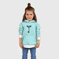 Толстовка-худи детская Ключик к замочку голубой, цвет: 3D-белый — фото 2