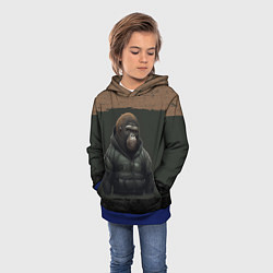 Толстовка-худи детская Горилла в пуховике, цвет: 3D-синий — фото 2
