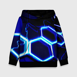Толстовка-худи детская Neon abstraction plates storm, цвет: 3D-черный