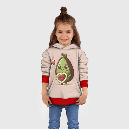 Детская толстовка Влюбленный авокадо - парные / 3D-Красный – фото 4