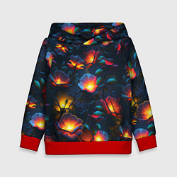 Толстовка-худи детская Светящиеся цветы, цвет: 3D-красный