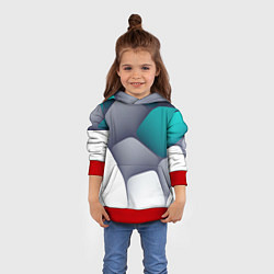 Толстовка-худи детская Серо-бело-синий каменный паттерн, цвет: 3D-красный — фото 2