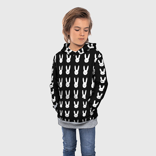 Детская толстовка Bunny pattern black / 3D-Меланж – фото 3