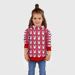 Толстовка-худи детская Bunny Pattern red, цвет: 3D-красный — фото 2