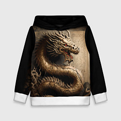 Толстовка-худи детская Китайский дракон с открытой пастью, цвет: 3D-белый