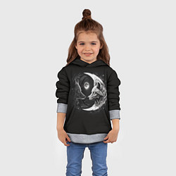 Толстовка-худи детская Волки инь-янь луна, цвет: 3D-меланж — фото 2