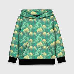 Толстовка-худи детская Камуфляж деревья двуцветный, цвет: 3D-черный