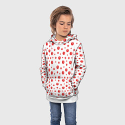Толстовка-худи детская Узор из красных шариков на белом фоне, цвет: 3D-белый — фото 2
