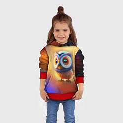 Толстовка-худи детская Яркая совушка, цвет: 3D-красный — фото 2