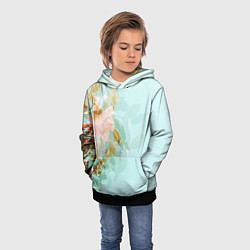 Толстовка-худи детская Светло-синий цветочный паттерн, цвет: 3D-черный — фото 2