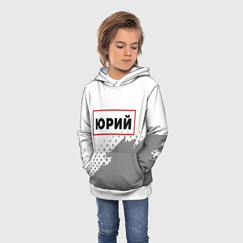 Детская толстовка Юрий в рамке красного цвета / 3D-Белый – фото 3