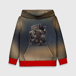Толстовка-худи детская Странный фотоаппарат, цвет: 3D-красный