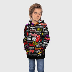 Толстовка-худи детская Логотипы рок групп цветные, цвет: 3D-черный — фото 2