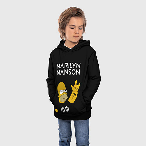 Детская толстовка Marilyn Manson Гомер Симпсон рокер / 3D-Черный – фото 3
