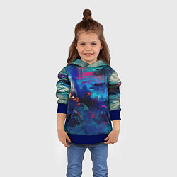 Толстовка-худи детская Абстракция красками midjourney, цвет: 3D-синий — фото 2
