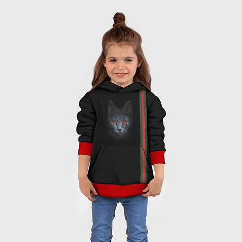Детская толстовка Кот гуччи / 3D-Красный – фото 4
