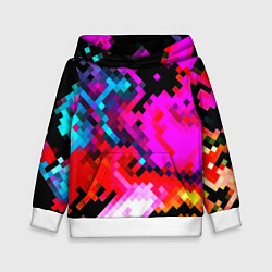Толстовка-худи детская Pixel neon mosaic, цвет: 3D-белый