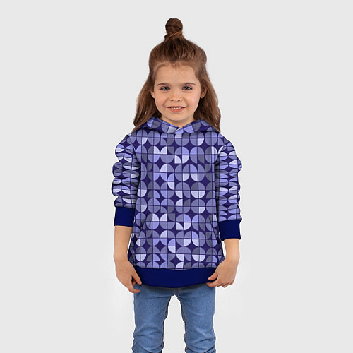 Детская толстовка Фиолетовая геометрия Ретро паттерн / 3D-Синий – фото 4