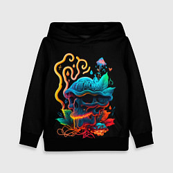 Толстовка-худи детская Neon mushroom-skull, цвет: 3D-черный