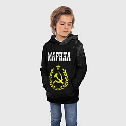 Толстовка-худи детская Марина и желтый символ СССР со звездой, цвет: 3D-черный — фото 2
