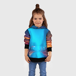 Толстовка-худи детская Улица мегаполиса-арт, цвет: 3D-черный — фото 2