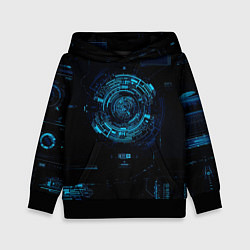 Толстовка-худи детская Кибер абстракт, цвет: 3D-черный