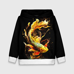Толстовка-худи детская Рыба пламенный дракон, цвет: 3D-белый