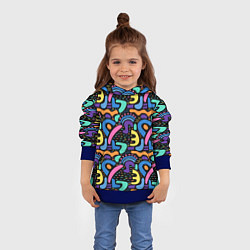 Толстовка-худи детская Multicolored texture pattern, цвет: 3D-синий — фото 2
