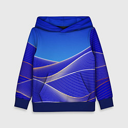 Толстовка-худи детская Волновая растровая композиция, цвет: 3D-синий