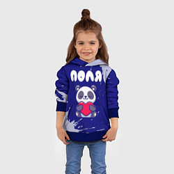 Толстовка-худи детская Поля панда с сердечком, цвет: 3D-синий — фото 2