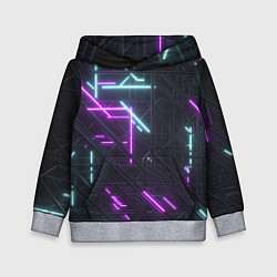 Толстовка-худи детская Неоновые полосы, цвет: 3D-меланж