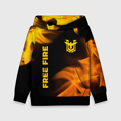 Толстовка-худи детская Free Fire - gold gradient: надпись, символ, цвет: 3D-черный