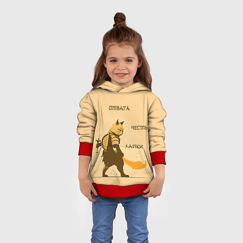 Детская толстовка Кот-воин / 3D-Красный – фото 4