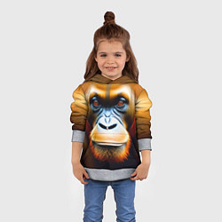 Толстовка-худи детская Орангутан - Обезьяна, от которой веет добротой, цвет: 3D-меланж — фото 2