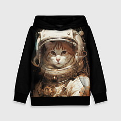 Толстовка-худи детская Рыжий кот в белом скафандре, цвет: 3D-черный