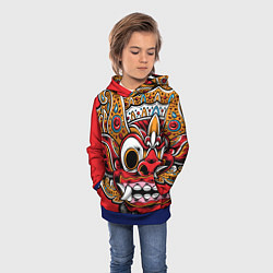 Толстовка-худи детская Barong - Bali - tattoo, цвет: 3D-синий — фото 2