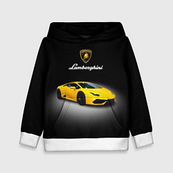 Толстовка-худи детская Спорткар Lamborghini Aventador, цвет: 3D-белый